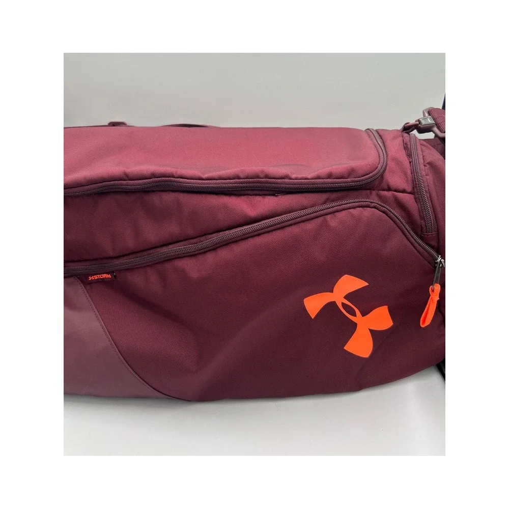 Under Armour Undeniable 4.0 Duffle Bag Maroon Orange UA Storm Medium Gym Bag